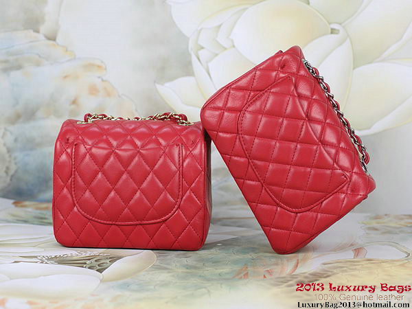 Chanel 1115 mini Classic Flap Bag Sheepskin Leather Red