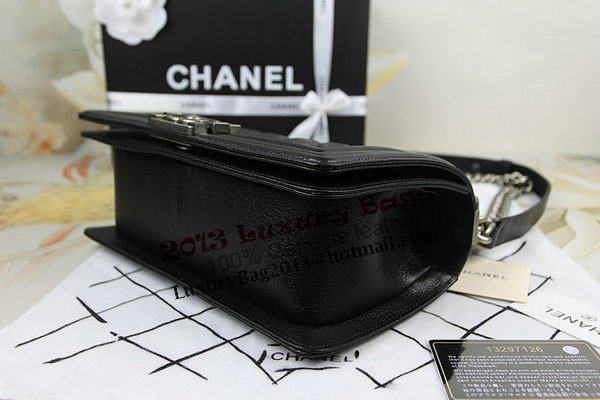 Chanel Boy Flap Shoulder Bag in Black Original Deerskin Leather A67025 Silver