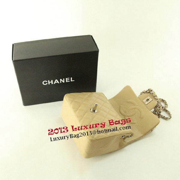 Chanel mini Classic Flap Bag Apricot Leather 1115 Silver Chain