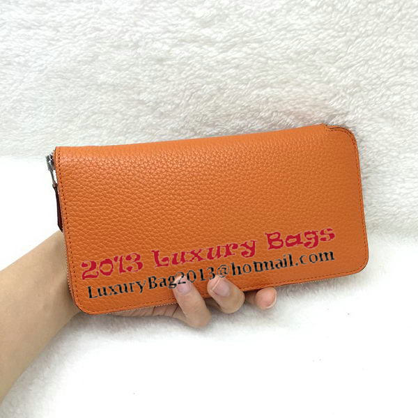 Hermes Evelyn Long Zip Wallet Litchi A808 Orange