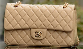 Chanel 2.55 Series Flap Bag Apricot Sheepskin Leather A37586 Gold