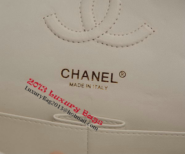 Chanel 2.55 Series Flap Bag White Sheepskin Leather A37586 Gold