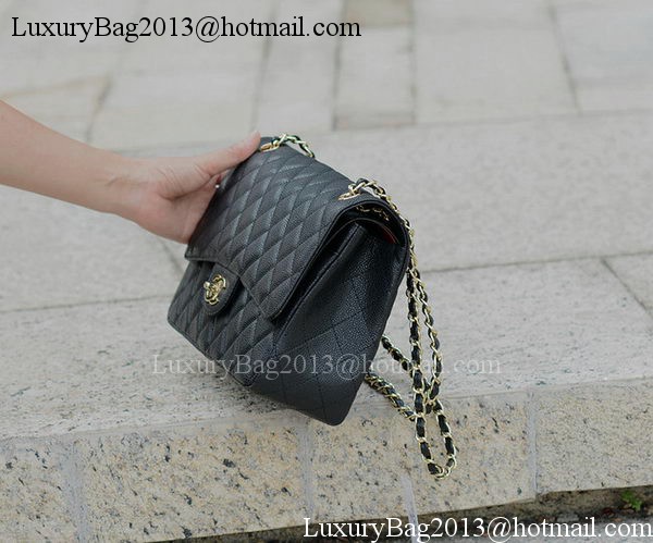 Chanel Jumbo Classic Black Cannage Pattern Flap Bag A58600 Gold