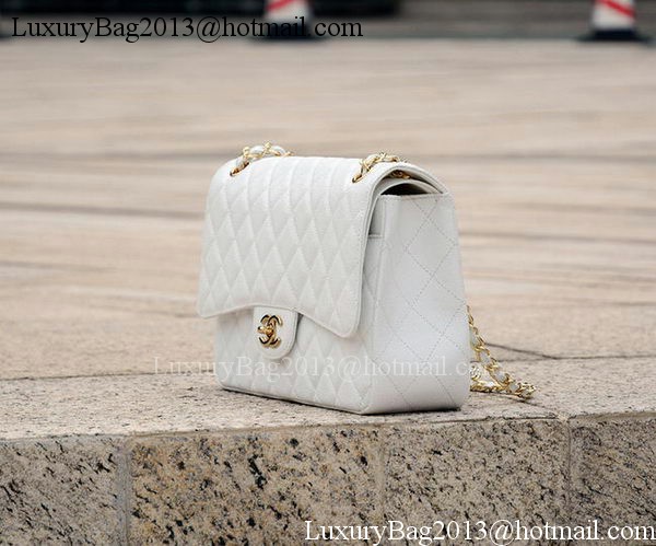 Chanel Jumbo Classic White Cannage Pattern Flap Bag A58600 Gold