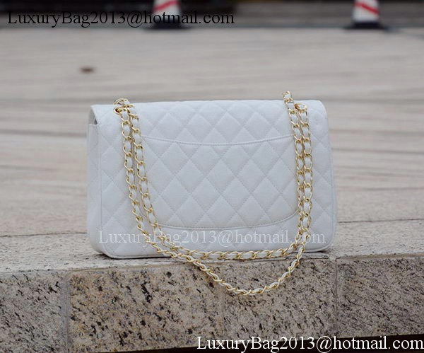 Chanel Jumbo Classic White Cannage Pattern Flap Bag A58600 Gold