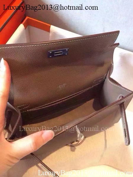Hermes MINI Kelly 22cm Tote Bag Calfskin Leather K22 Grey