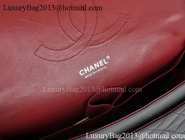 Chanel Jumbo Double Flaps Bags Black Sheepskin Leather A36097 Silver