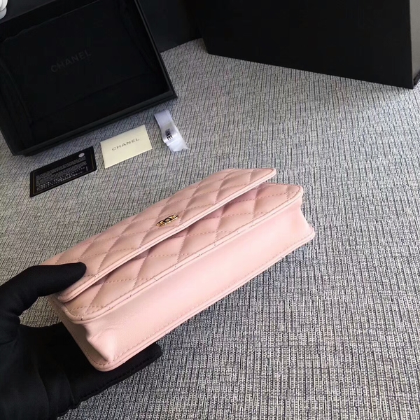 Chanel WOC Flap Bag Light Pink Original Sheepskin Leather 33814 Glod