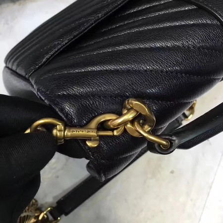 YSL Classic Monogramme Black Leather Flap Bag Y392737 Gold