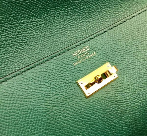 Hermes Kelly Epsom Leather Wallet H4086 Green