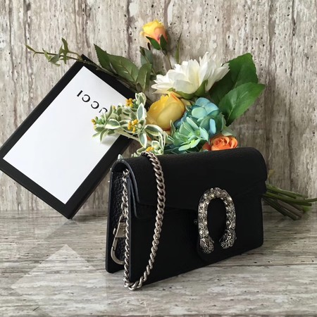 Gucci Dionysus Leather Super mini Bag 476432 Black