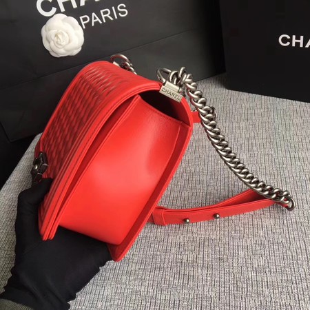 Boy Chanel Flap Bags Original Sheepskin Leather A67088 Red