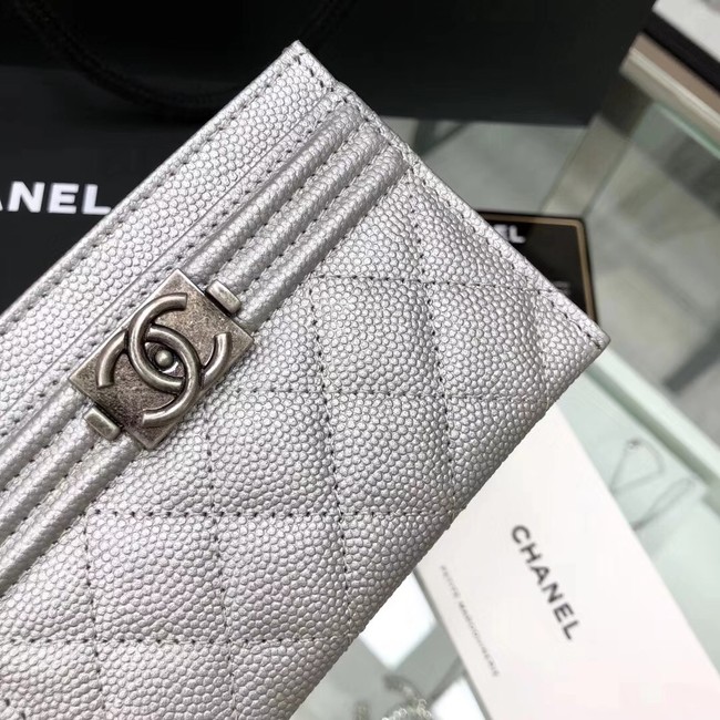 BOY CHANEL Card Holder A84431 silver