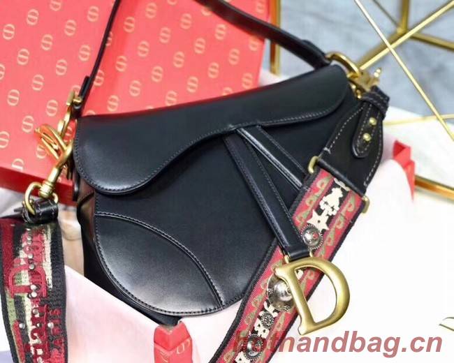 Dior MINI SADDLE BAG IN BLACK CALFSKIN M0447