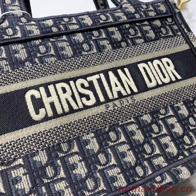 DIOR TOTE BAG IN EMBROIDERED CANVAS C0195 Navy Blue