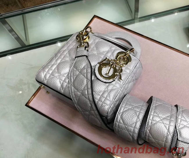 Dior MINI LADY DIOR CALFSKIN BAG M0573 Silvery white
