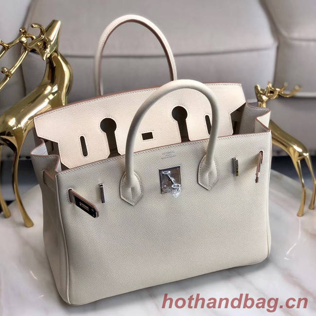 Hermes original Epsom Leather HB35O cream&silver Metal