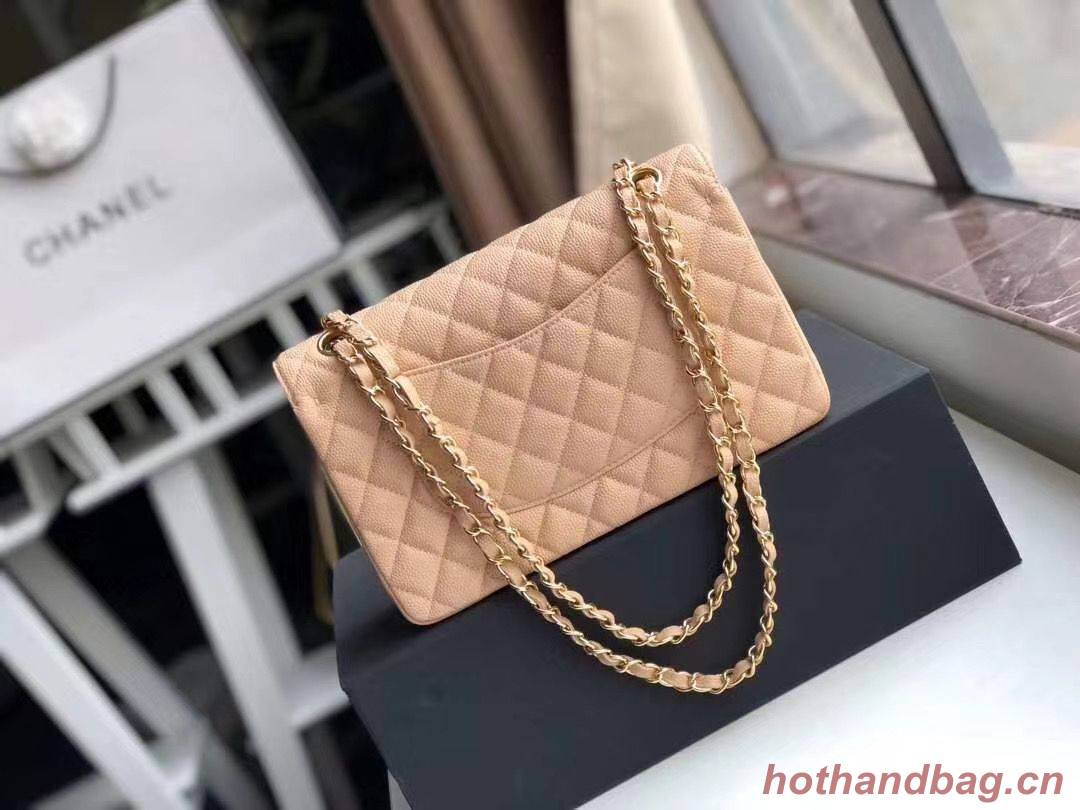 Chanel Double Flaps Bags Apricot Original Caviar Leather A1112 Gold or Silver
