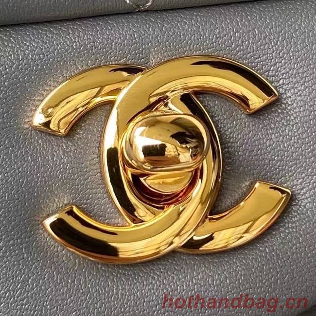 chanel classic handbag Lambskin & gold Metal A01112 dark grey