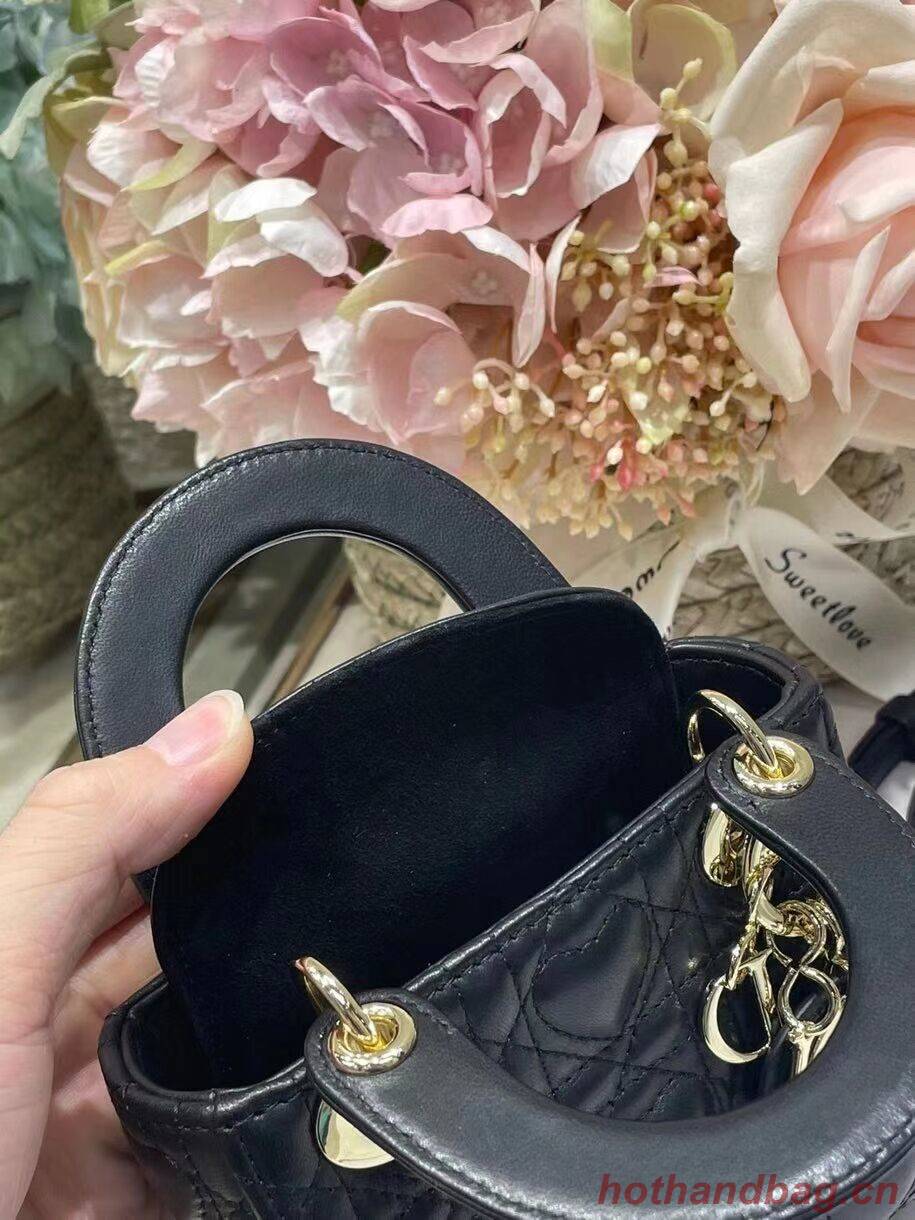 MICRO DIORAMOUR LADY DIOR BAG black Cannage Lambskin with Heart Motif S0856ON