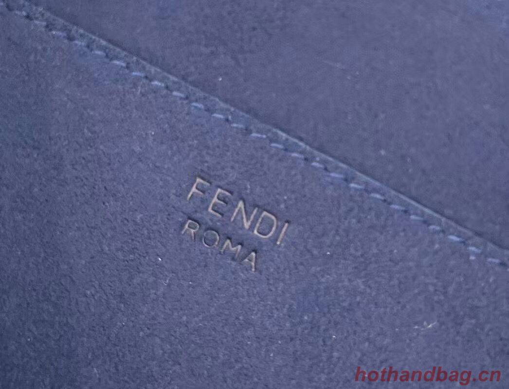 FENDI MIDI BAGUETTE CHAIN FF fabric bag 8BR793 dark blue