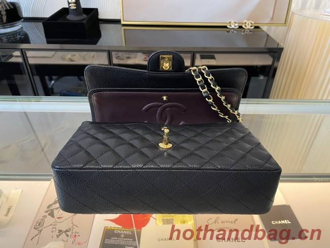 Chanel classic handbag Grained Calfskin&gold Metal 01112 black