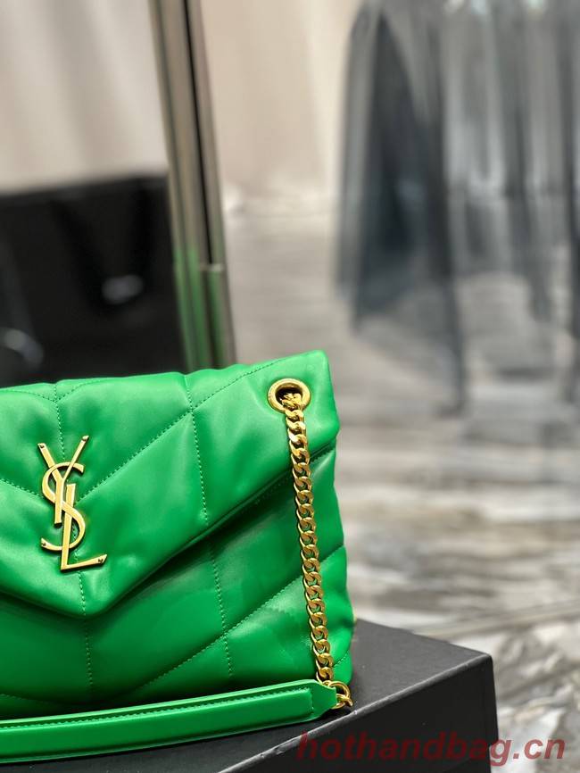Yves Saint Laurent PUFFER SMALL CHAIN BAG IN QUILTED LAMBSKIN 5774761 EMERALD GREEN