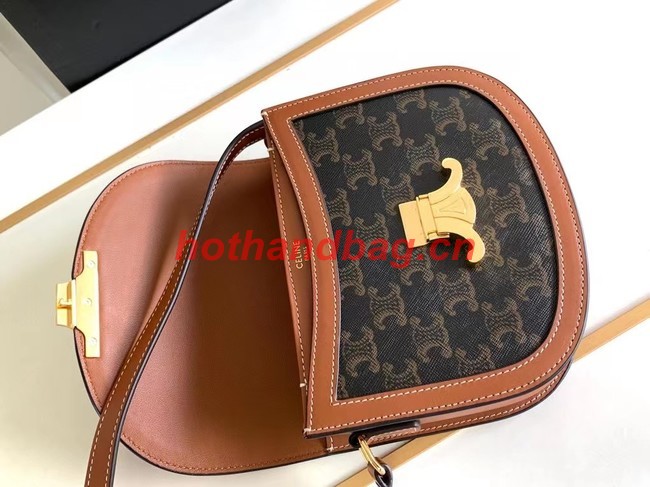 Celine TEEN BESACE TRIOMPHE IN TRIOMPHE CANVAS AND CALFSKIN 110962 TAN