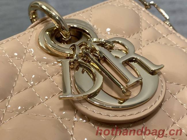 Dior SMALL LADY D-JOY BAG Patent Cannage Calfskin M0613OW pink