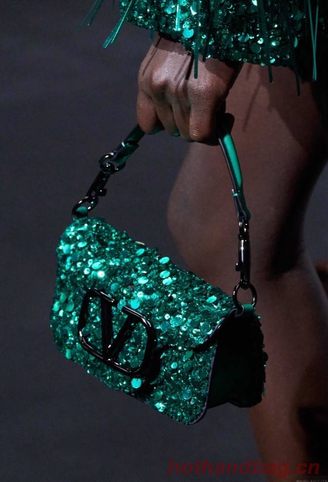 VALENTINO V-logo MINI LOCO sequin and leather bag WA0K53-3