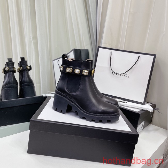 Gucci LEATHER ANKLE BOOT WITH BELT 93703-6