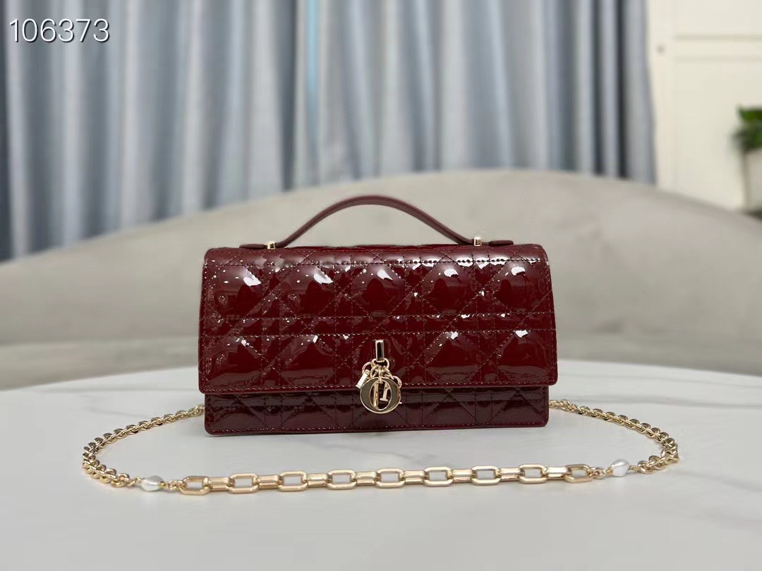 MISS DIOR MINI BAG Patent Cannage Calfskin S0980O Wine