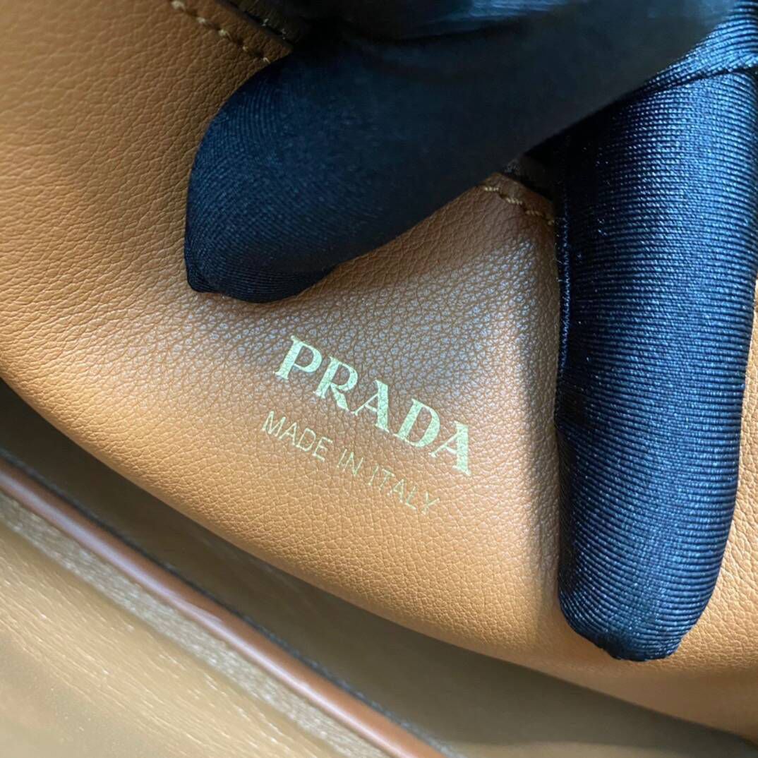 Prada Original Leather Double Top Handle Bag 1BA418 Brown