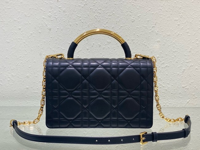 Medium Dior Ange Bag Black Macrocannage Calfskin M4402U