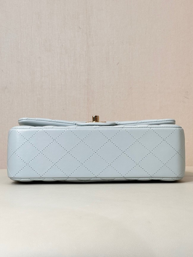 Chanel CLASSIC HANDBAG Lambskin & Gold-Tone Metal A01113 light blue