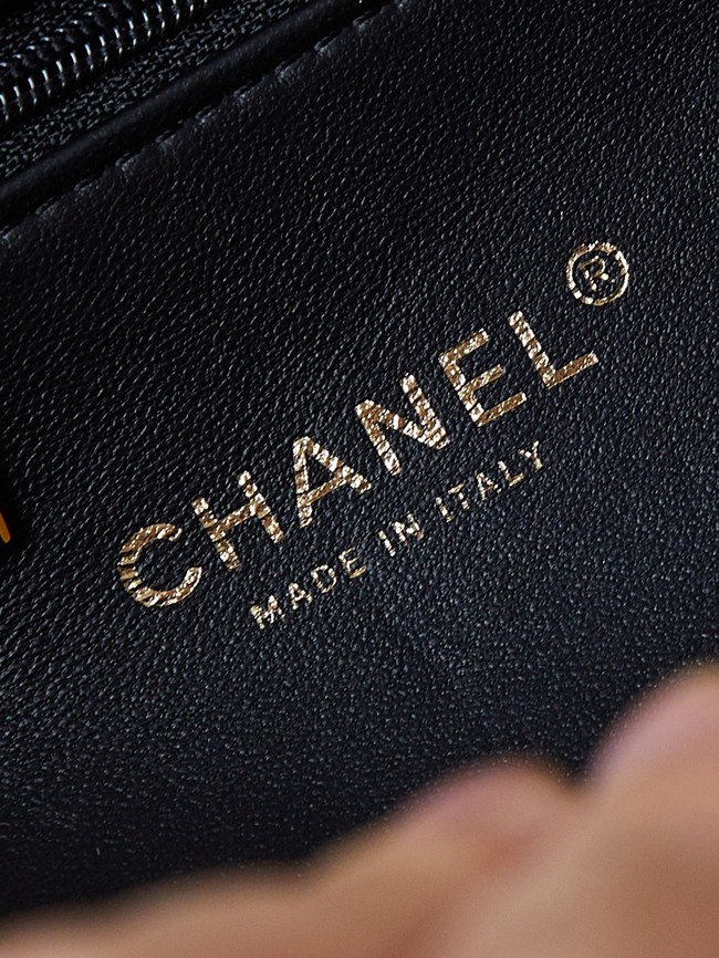 CHANEL 24B MINI FLAP BAG WITH TOP HANDLE AS5043 black