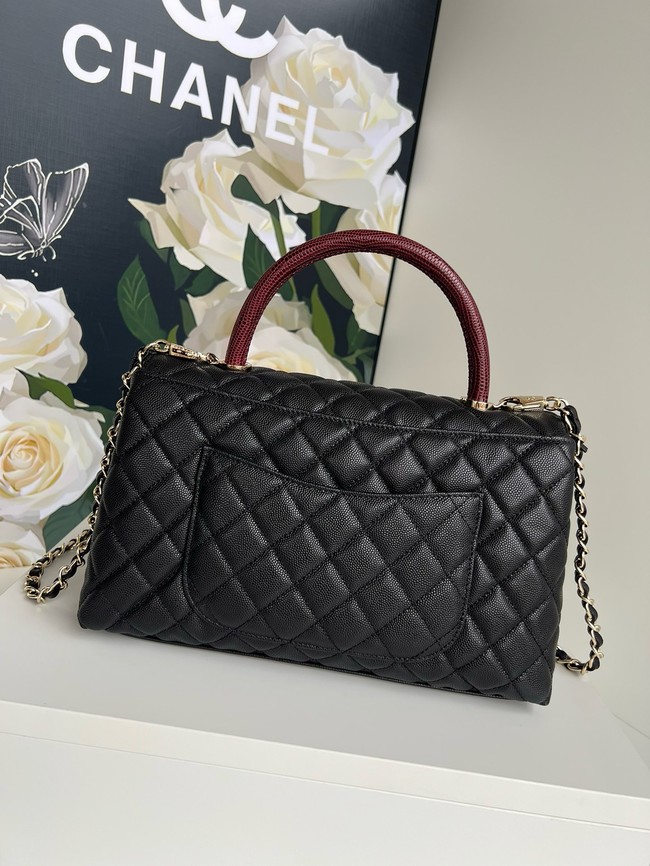 Chanel LARGE FLAP BAG WITH TOP HANDLE A92991 black&red