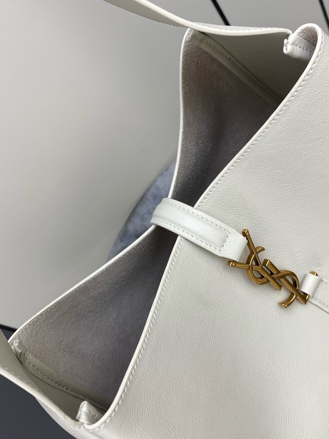 SAINT LAURENT LE 5 A 7 SUPPLE LARGE IN GRAINED LEATHER 753837 BLANC VINTAGE