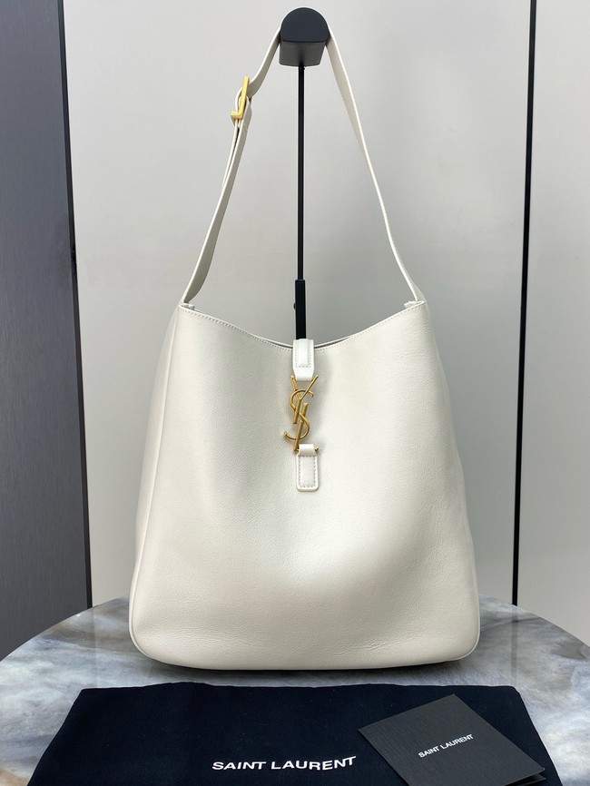 SAINT LAURENT LE 5 A 7 SUPPLE LARGE IN GRAINED LEATHER 753837 BLANC VINTAGE