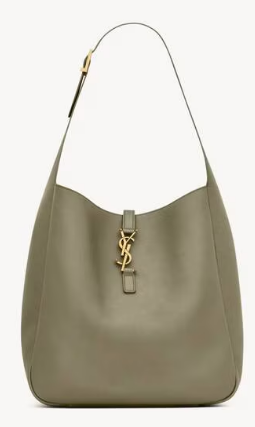 SAINT LAURENT LE 5 A 7 SUPPLE LARGE IN GRAINED LEATHER 753837 STRONG MOSS