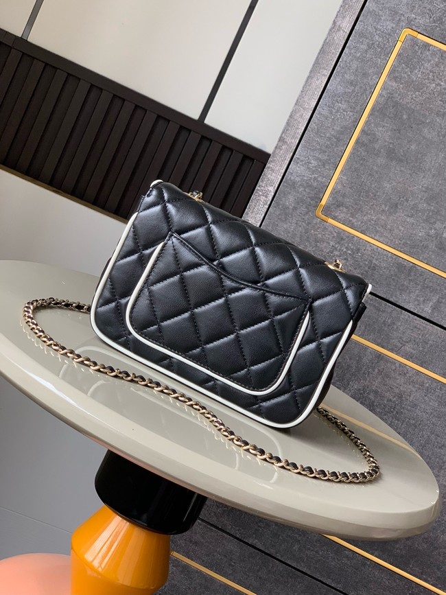CHANEL MINI FLAP BAG Lambskin AS5151 Black & White