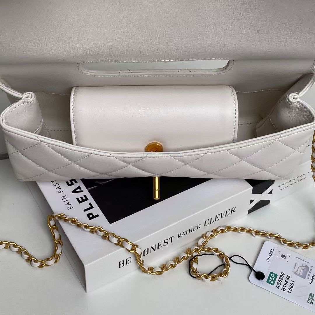 Chanel SMALL FLAP BAG WITH TOP HANDLE AS5390 white