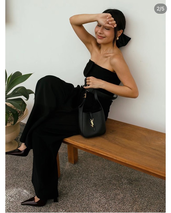 SAINT LAURENT LE 5 A 7 SUPPLE BABY IN GRAINED LEATHER 809461 black