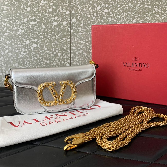 VALENTINO LOCO Small handbag in laminated calfskin WB0K53 Silver