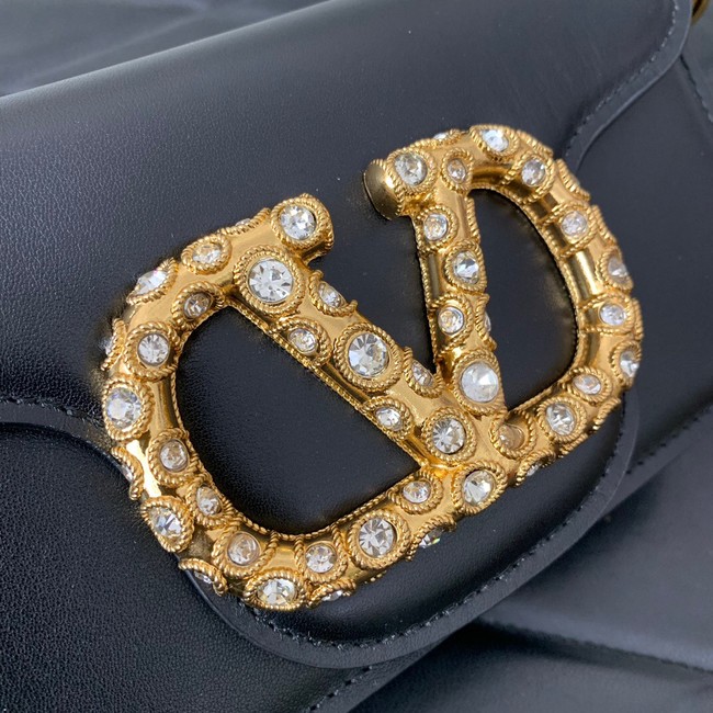 VALENTINO LOCO Small handbag in laminated calfskin WB0K53 black