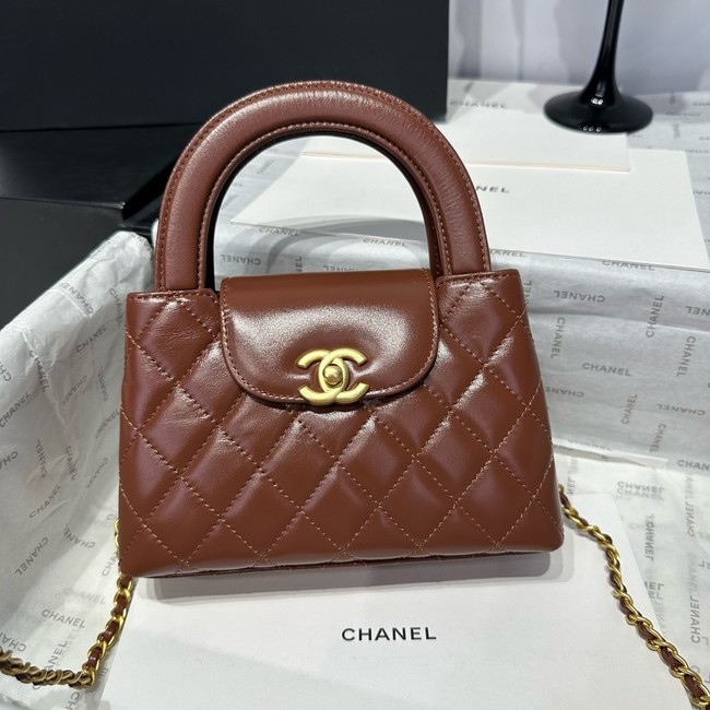 Chanel 23k Vintage Kelly Original Leather Top Handle Bag AS4416 brown