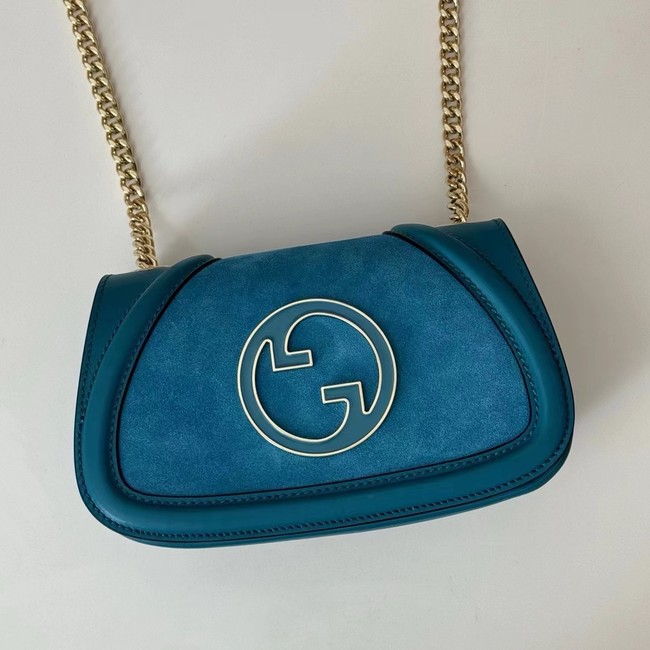 GUCCI BLONDIE SMALL SHOULDER BAG suede 815711 BLUE