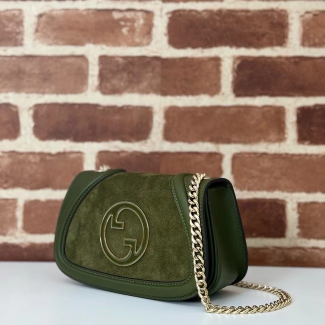 GUCCI BLONDIE SMALL SHOULDER BAG suede 815711 DARK GREEN