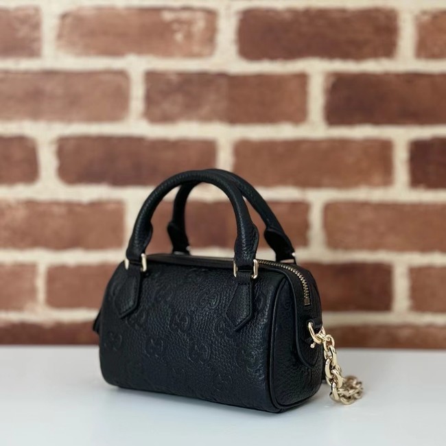 GUCCI GG EMBLEM SMALL BOSTON BAG 815256 BLACK