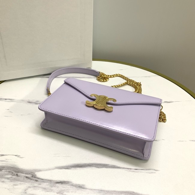 Celine WALLET ON CHAIN MARGO IN SHINY CALFSKIN 10L033 LIGHT LILAC